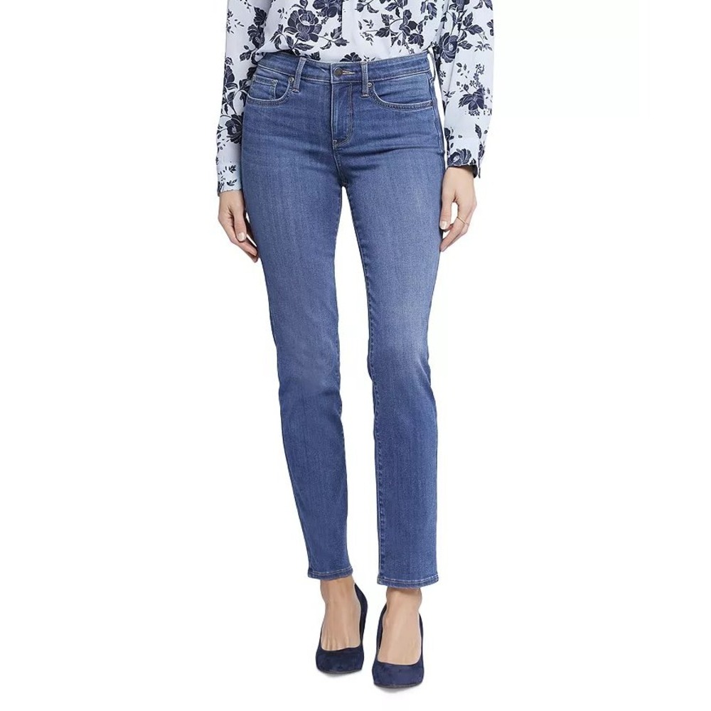 NYDJ Sheri Slim Straight Jeans Stunning Blue 10 New With Tags